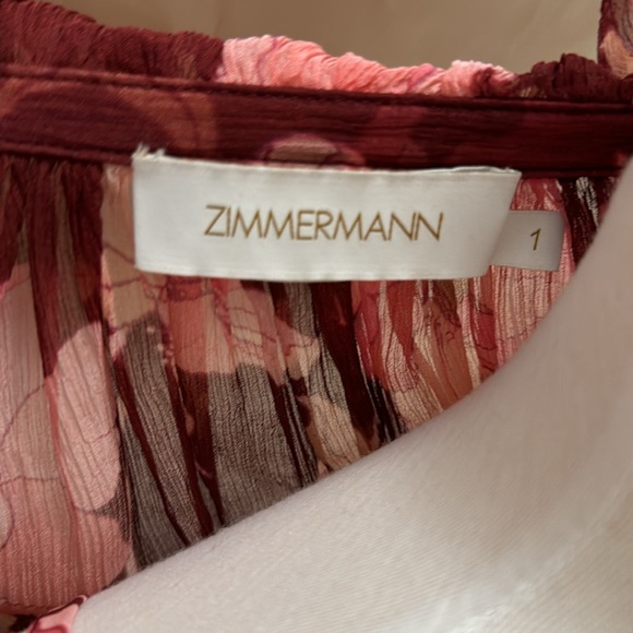 Zimmermann Silk Concert Burgundy Peonies Flutter Sleeve Tank - Picture 8 of 13